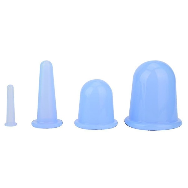 4 stk. Vaccum Ansigtsmassager Cupping Cup Ansigtsløftning Opstrammende pleje Terapibehandling (blå)