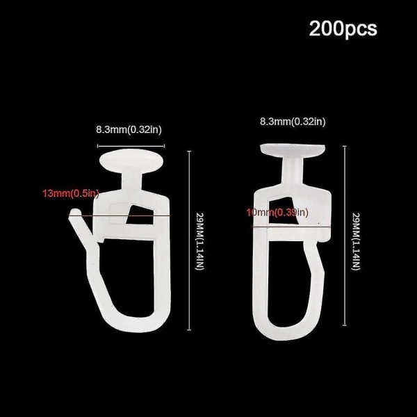 200-pack gardinglidare med 8,3 mm huvud vikbara glider gardin skena spår glider krokar för Curtai Y