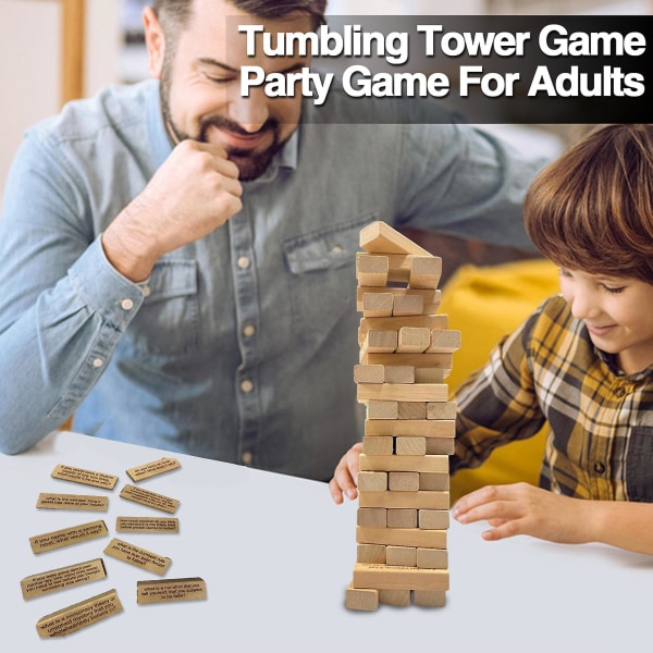 54 st Träfråga Tumbling Tower Vuxna Barn Familj Vänner Interaktion Rolig träklossleksak Flerspelarspel för en spelare staplingsbart