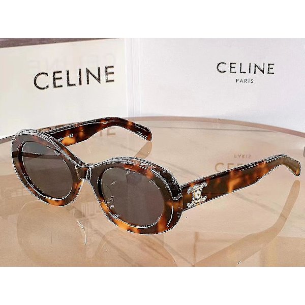 Højkvalitets Celinn Selin Internet Celebrity Arc De Triomphe Solbriller Golden Logo Oval Solbriller /bl Amber Amber