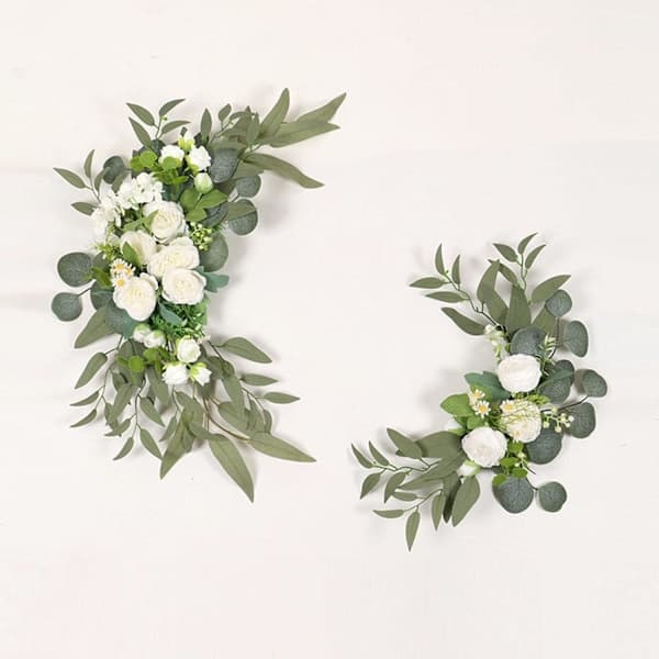 Bröllopsbåge Blommor, 2 st Pion Dekorativa Blomstergirlander, Konstgjorda Gröna Blad Silkesblommor för Bröllop, Båge, Båge, Bröllop