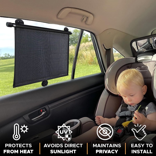 Set med 2 bilfönsterbländare för bebis, Baby Sun Shades med UV-skydd för barn, passar de flesta fordon, nödvändiga rese- och babybiltillbehör