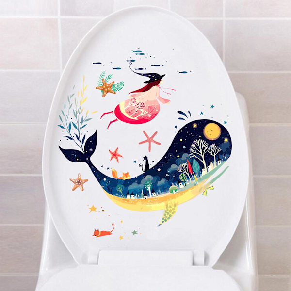 WC-tarra, vahva liima, elävä väritys, sarjakuvakuvio, seinätarra kodin kylpyhuoneen sisustukseen