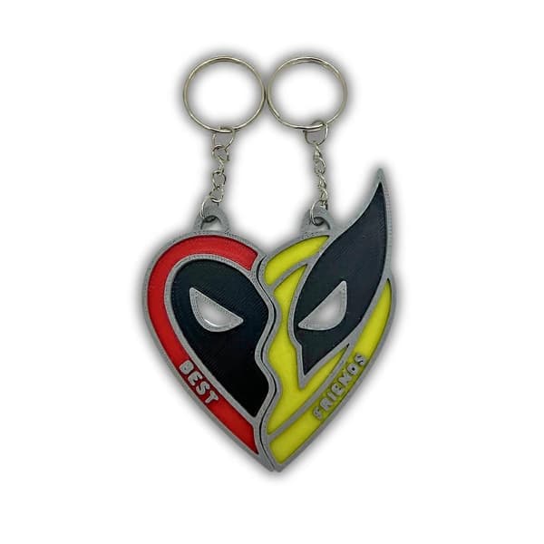 Deadpool & Wolverine hjerte nøglering kæde lynlås hænger