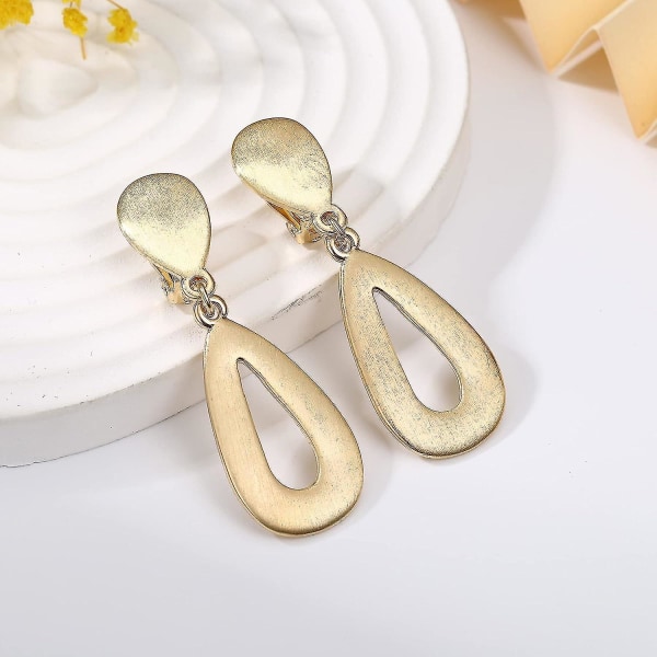 Kvinnors guldhängande örhängen stora runda med runda klämmor Geometriska örhängen Matt hänge Goldstyle 1 -xx style 3