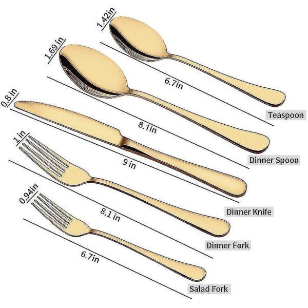 Guld Sølvtøj Sæt, 20-delt Bestik Sæt Rustfrit Stål Bestik Køkkengrej Sæt Dækkeservice Til 4