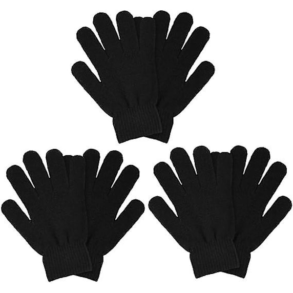 3 Par Vinter Magiska Handskar Vuxen Stickade Handskar Varma Stretchiga Stickade Handskar One Size Passar Män Kvinnor Tonåringar