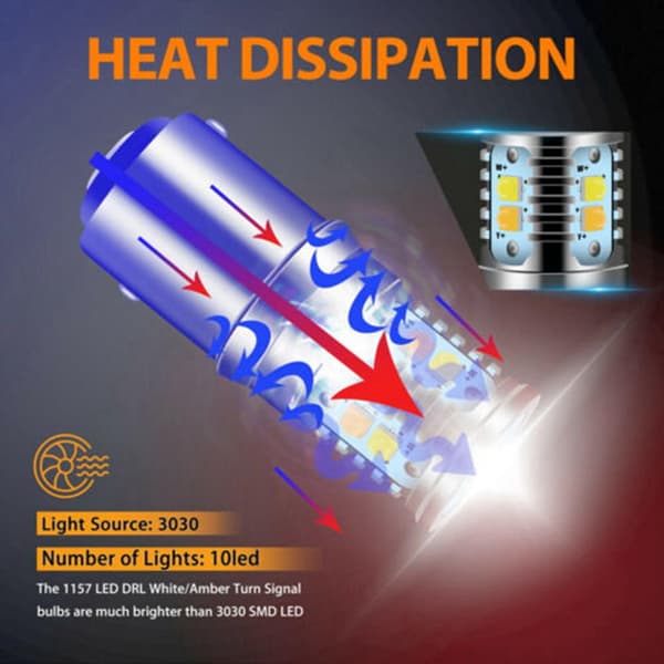 2x Hvit/gul Switchback LED Front Blinklys Parkerings DRL Pærer 7528 B