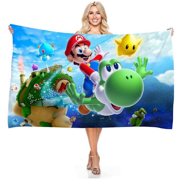 Super Mario Mikrofiber Badehåndkle Strand Svømmebasseng Teppe Hurtigtørkende 150 x 75 cm A A 75*150cm