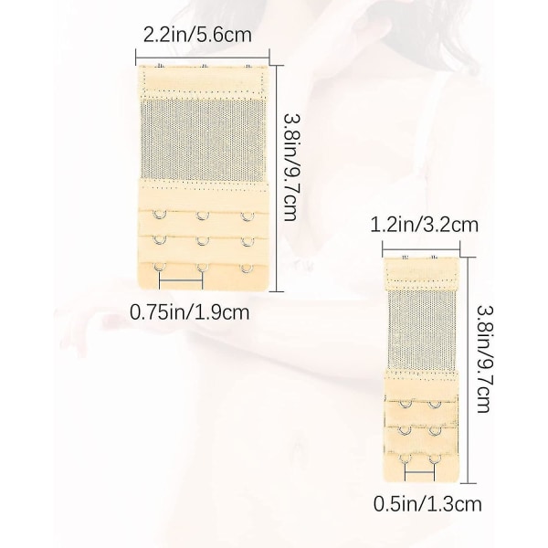 Rintaliivien pidennys, rintaliivien hihnan pidennykset, naisten joustavat pidennykset rintaliivit 3 riviä x 3 koukkua, 3 riviä x 2 koukkua, 6 väriä A