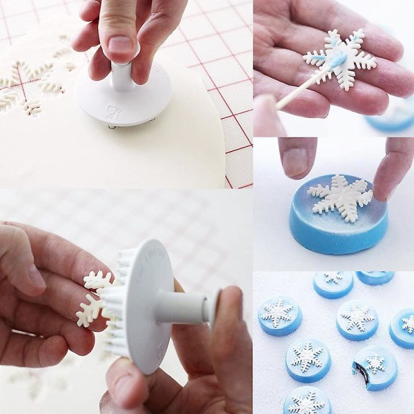 6 stk Fondant Cookie Cutter Snowflakes - Kakepyntsett