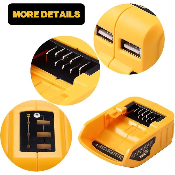 Dcb090 USB sovittimen vaihto kaikille Dewalt 10.8v/14.4v/18v Li-ion akuille USB laturi Power Dewalt Xr Max Dcb200 Dcb201 Dcb180 Dcb120