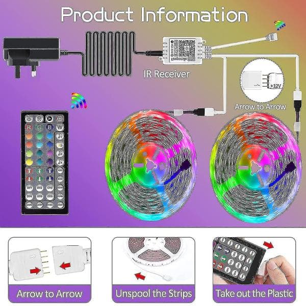 15m LED-valot Bluetooth RGB-valonauha