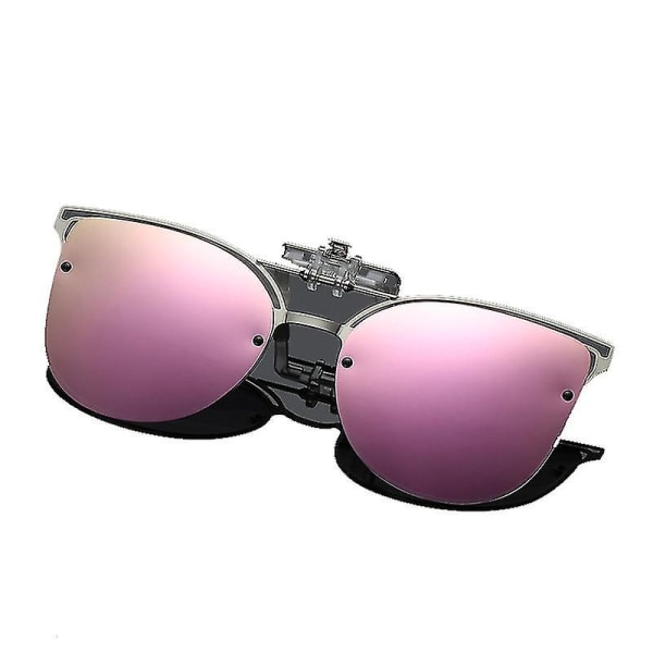 Clip On Solbriller - Polariserte Clip On Flip Up Solbriller Pink