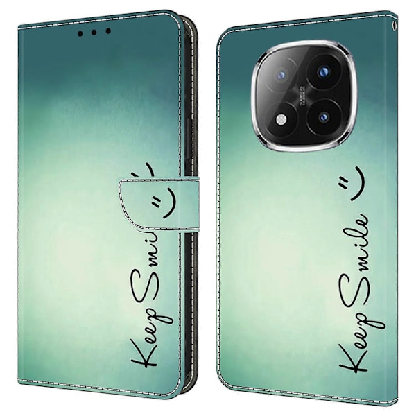 För Xiaomi Redmi Note 14 Pro+ 5G Fodral PU Läder Plånbok Telefonfodral med Ställ Multicolor Keep Smile