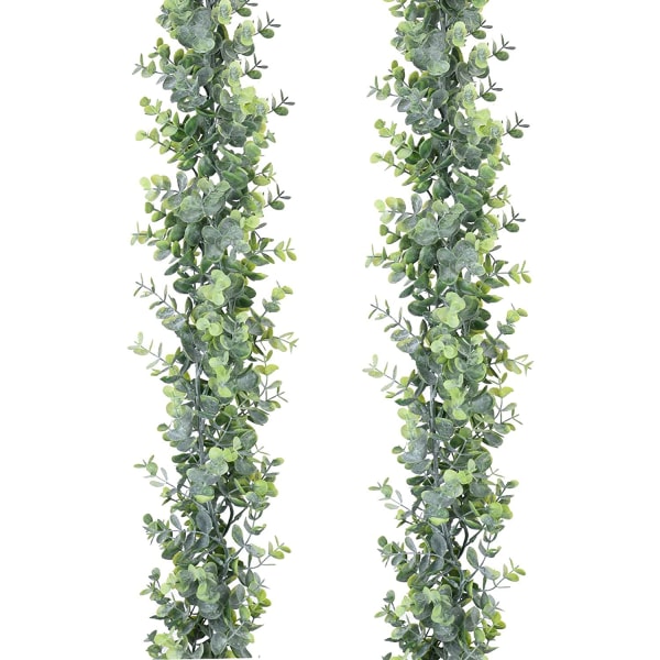 Konstgjord eukalyptus växtgirland, 2-pack konstgjord eukalyptusblad hängande vinstockar for bröllop Bakgrund Arch Wall Deco