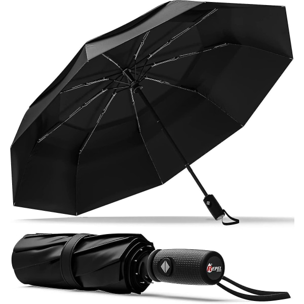 Repel Umbrella Tuulenpitävä matkasateenvarjo - Tuulenpitävä, Pieni - Kompakti, Kevyt, Automaattinen, Vahva, Mini, Taitettava ja Kannettava - Reppu, Auto, Kukkaro