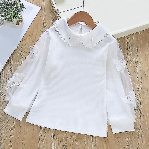 Puuvillainen Toddler White Lace Ff pitkähihainen paita
