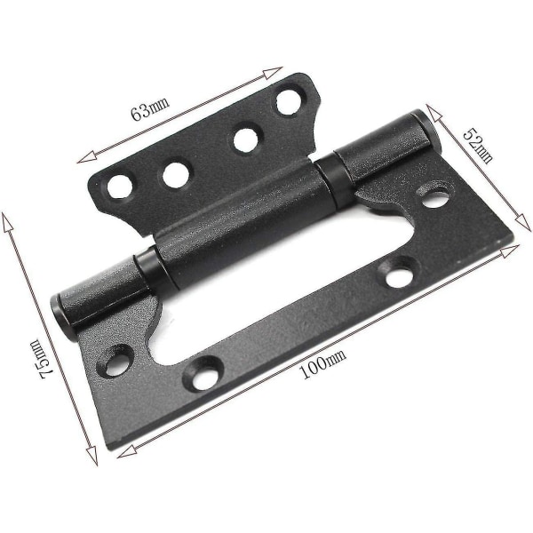 Sett med 4 rustbestandige kulelager i rustfritt stål usynlige dørhengsler beveger seg jevnt og stille - 4" (svart)