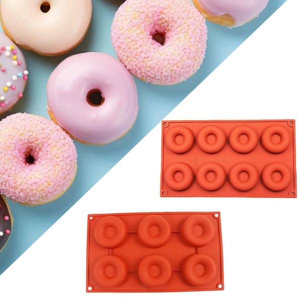 Donutform Non-Stick Fleksibel Silikone Kageform 6/8 Gitre Design Bageform til Hjemmekøkken Bageri M
