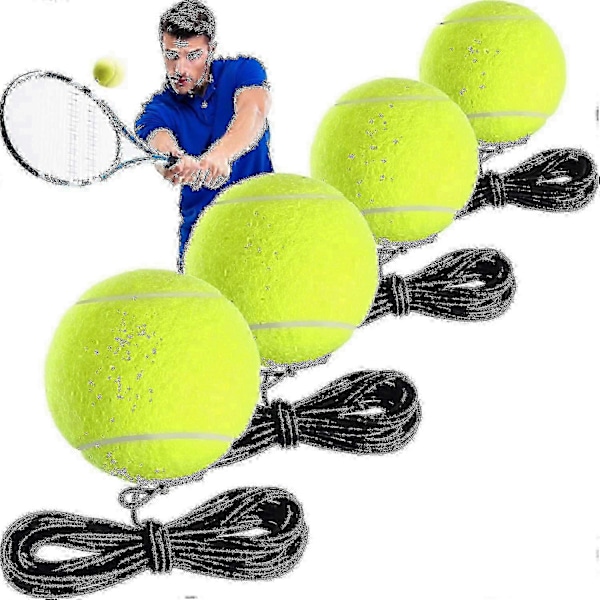 4 pakker tennis treningsball med streng Tennis trener baller Selvtrening trener verktøy Tennisball treningsutstyr for Tennis trener praksis Ex