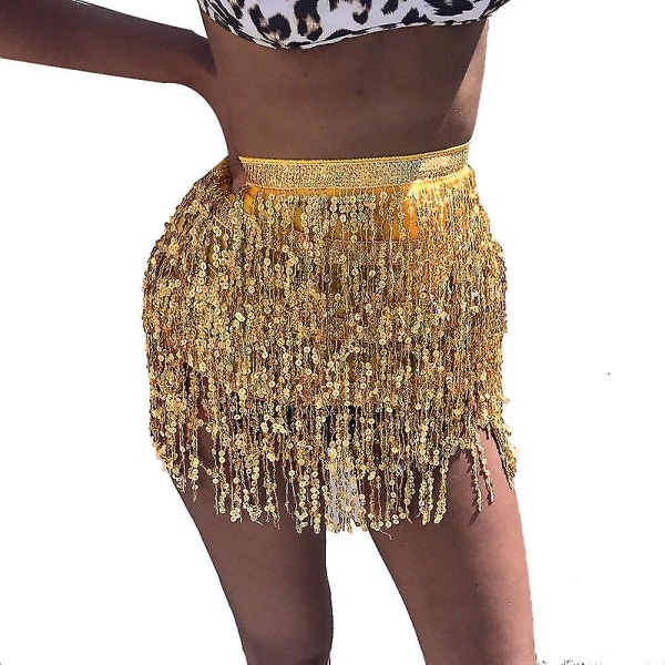 Kvinder pailletter mavedanser kostume kvast wrap nederdel Club mini nederdel