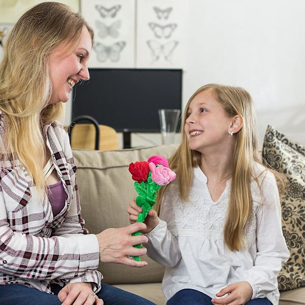 Mjuk Rosblomma Böjbara Stjälkar Färgglad Fylld Rosblomma Leksak Hållbara Rosor Plysch Bukett Leksak Ros Mjuka Blomleksaker Present Till Barn Baby Flicka Småbarn