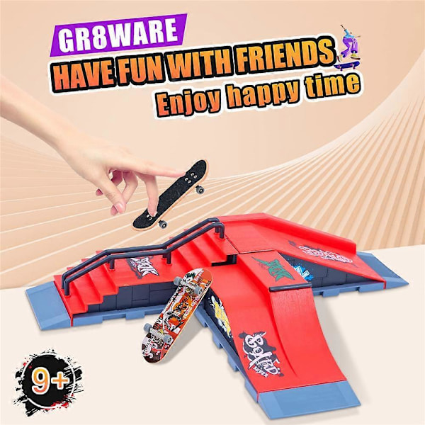 Fingerboard Ramp Set Kit Mini Fingers Skateboards, Fingerboard Half Pipe Ramp för Fingerboards Träningsrekvisita Interaktivt Freestyle Skate Spel F