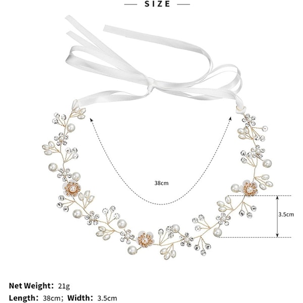 Bryllup Brud Krone Hovedbeklædning Håndlavede Blomster Brud Pynt Bryllup Hårtilbehør Håndlavet Krans (Guld)