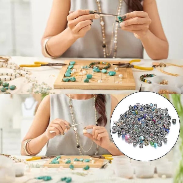 50 stk store hul metalperler charms håndværk spacer perler til smykkefremstilling