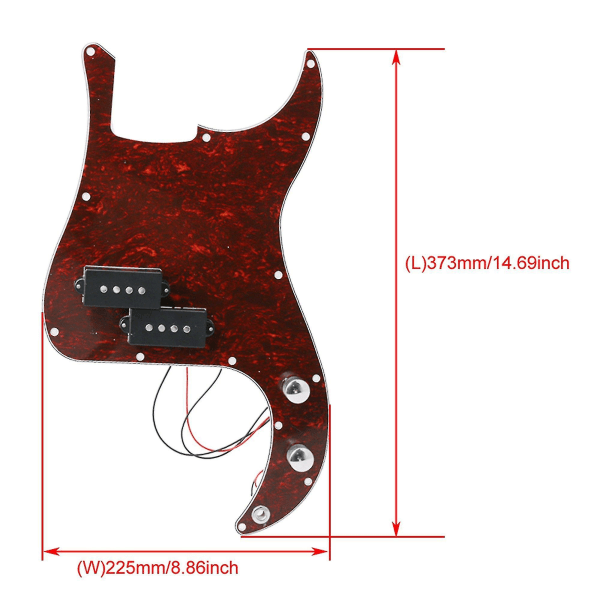 Loaded P-bass Faux Tortoise Shell Plekterbrett m/ Pickup Kit--
