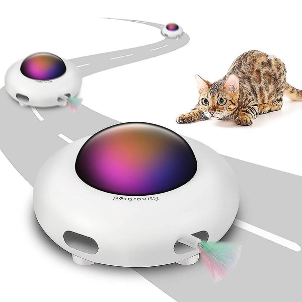 Ufo Interactive Cat Toy, Automatisk Cat Feather Mus Leker, Usb Smart Peekaboo Teaser, Automatisk ertespinning
