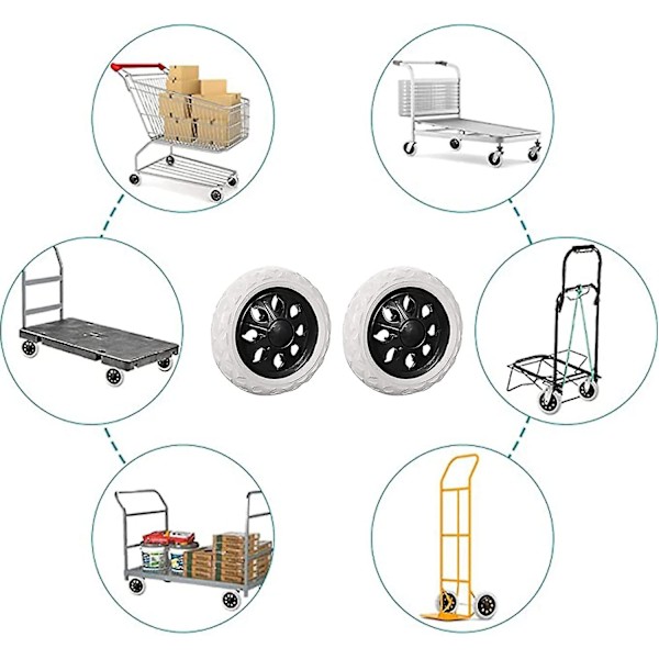 2 Stk. Udskiftningshjul i Gummi til Indkøbsvogne, Plastik Trolley Hjul med Skum, Sort Hot Design Trolley Hjul, Til Indkøbsvogne, Trolleys, N