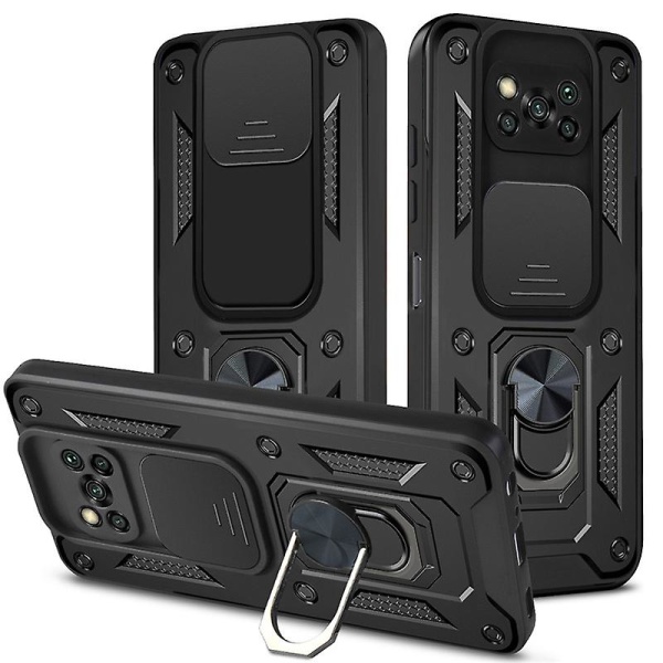 Anvend til for Xiaomi Pocophone Poco X3 Nfc Case Camouflage Magnetisk Bilholder Ring Stødsikker Panser Telefon Case Til Poco X3 Pro Bagside Mobiltelefon Black For Poco X3 Nfc