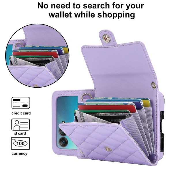 For Motorola Razr 40 Ultra 5g Kortspor Etui Pu Lær+pc Tverrveske Telefondeksel Purple