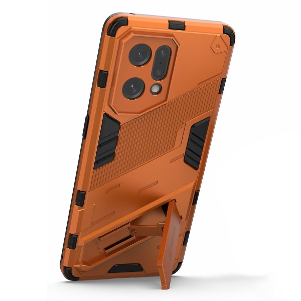 Til Oppo Find X5 Velbeskyttet anti-ridse hård pc + blød Tpu mobiltelefon taske Kickstand Cover - Sort Orange