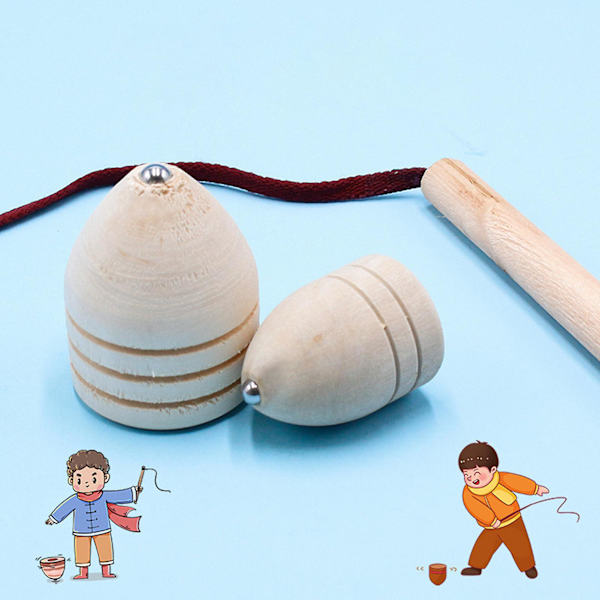 Fingerspids Gyro Legetøj Spinning Top Roterende Kegleform Pisk Underholdning Træ Nostalgi Traditionelt Legetøj Børnelegetøj