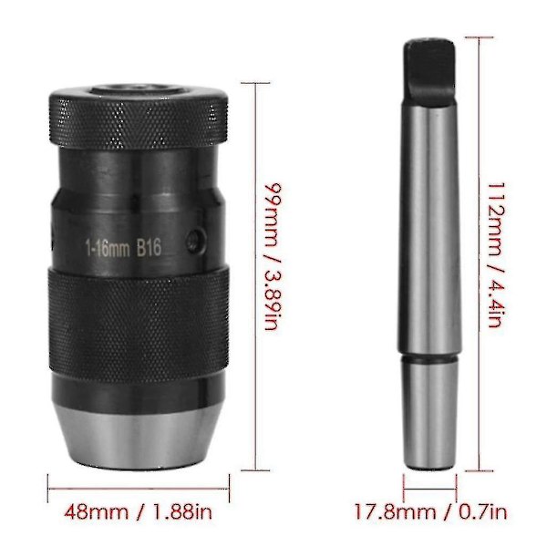 Borrfoder Snabbspännings Borrchuck 1-16mm B16 Med Koner Mk2 Auslappenblappe Skick: Ny