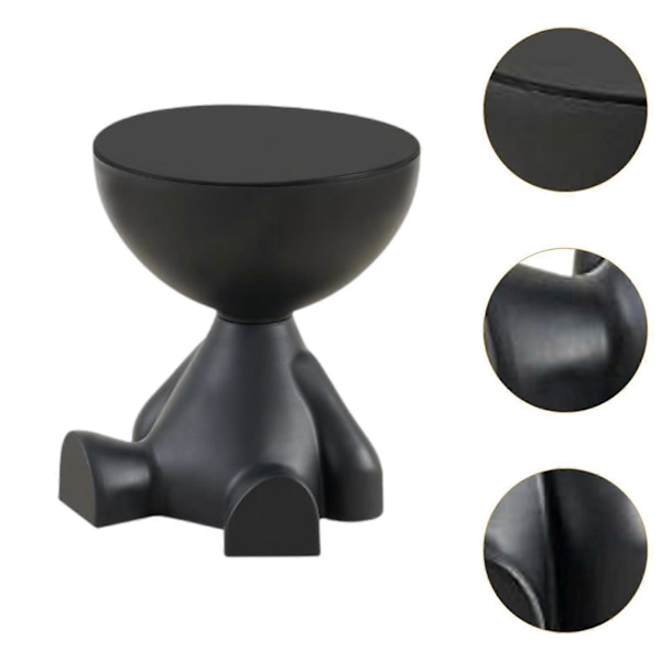 Soffkantbord Litet Hushåll Skulptur Figurin Staty Möbler Platt Huvud Sött Drickbord för Badrum Kontor Hem Uteplats Black