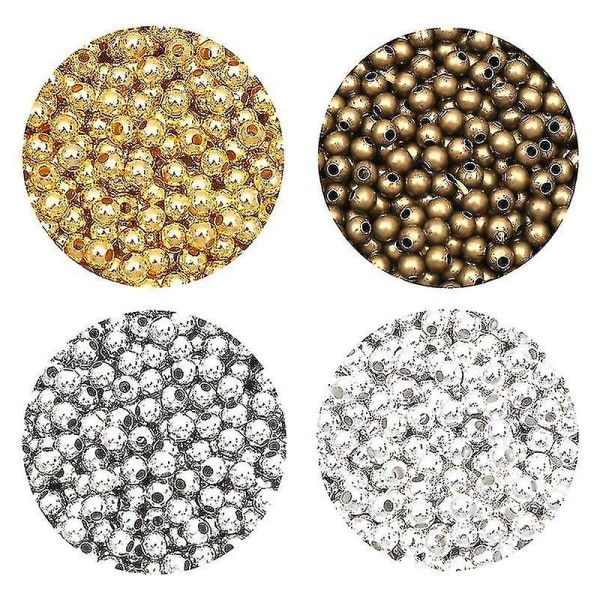 Metal runde perler, glat kugle, løs afstandsperle til smykkefremstilling