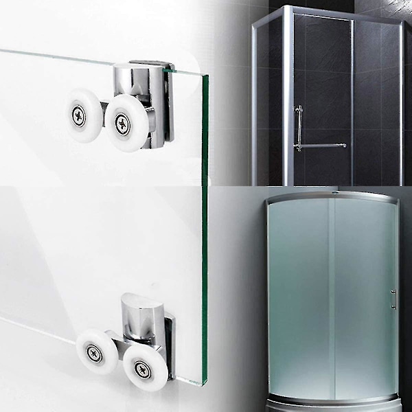 4 stk dusjdørhjul 23mm dusjdørruller Heavy Duty sinklegering dobbelthjul for både flate skyvedusjdører