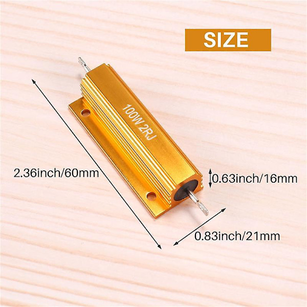 Guld Aluminium Beklädd Resistor Resistans 100w, 2 Ohm 2r