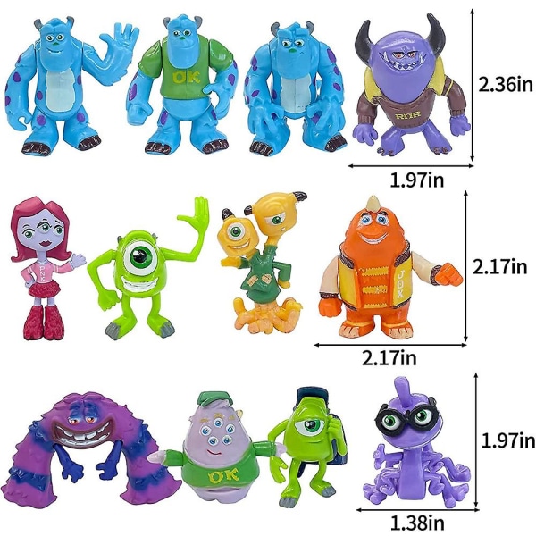 12 kpl Monsters University Lelut Set, Elokuvahahmot Keräilymallit Nuket Figuurit Kodinsisustuslahjat