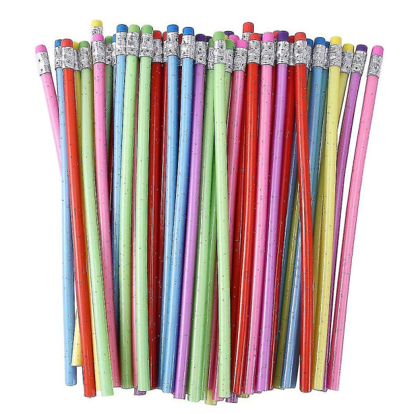 60 stykker bøjelig blyant Fleksibel bøjelig blød blyant med viskelæder, farverig