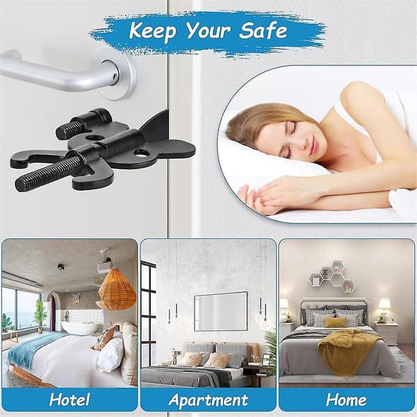 Bärbar dörrlås för resor, hotell dörrlås, hemsäkerhet, dörrlås säkerhet, 2-pack