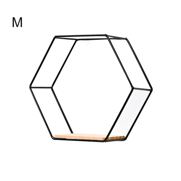 Rautainen säilytysteline Seinälle kiinnitettävä monitoimi pohjoismainen geometrinen kiinteä kuusikulmainen hylly kotiin Golden L