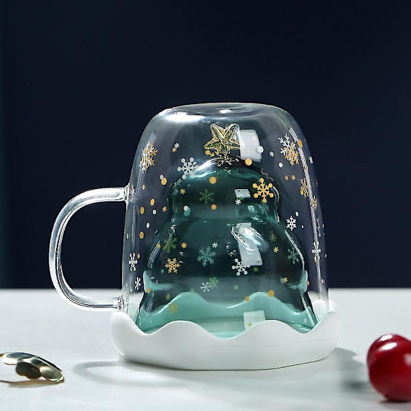 Dobbelt væggede glaskaffekopper, Morsdagsgave Juletræ Stjerne Dobbeltlags Glaskopper Vandkop, Cappuccino Latte
