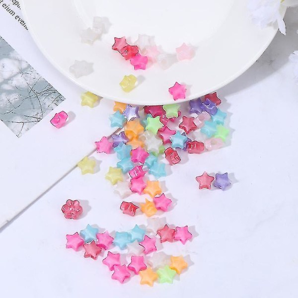 200 stk gjør-det-selv-armbånd Perler Stjerneformede perler Smykker Håndverkstilbehør for barn Jenter (blandede farger)