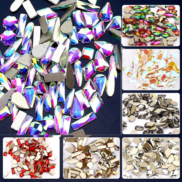 Rhinestones til negle og multi-formede krystalsten Negle Gems Juveler Diamanter Glas Negle Art Rhinestones Kit til gør-det-selv-håndværk- Ab-bor mineral ash