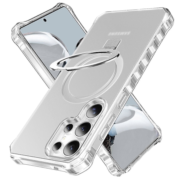 Yhteensopiva Samsung Galaxy S25 Ultra -kotelon kanssa, jossa magneettirengastuki, täysi kameran linssinsuojus - Violetti White